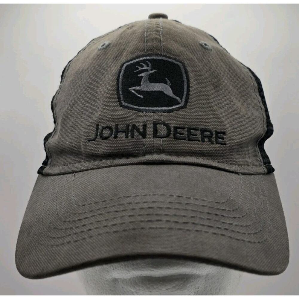 Genuine John Deere Trucker Hat Snapback Gray Cap Black Mesh Black Logo Tractor